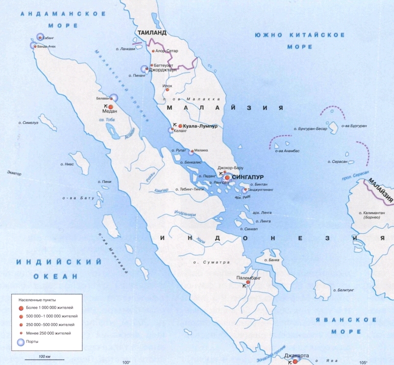 Карта Малаккского пролива